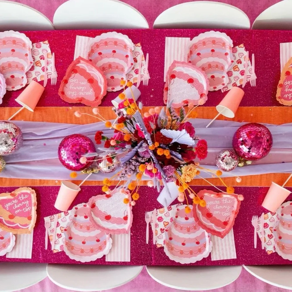 NWT You're The Cherry On Top Vintage Cake Dinner Plates, 16pk.